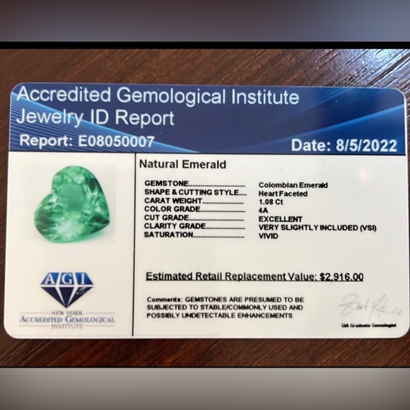 Natural Colombian 💍Emerald 1.08carats heart faceted - Picture 4 of 12
